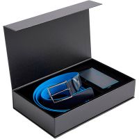 Мужской подарочный набор Piquadro Blue Square из ремня и чехла для кредитных карт синего цвета Мужской подарочный набор Piquadro Blue Square из ремня и чехла для кредитных карт синего цвета